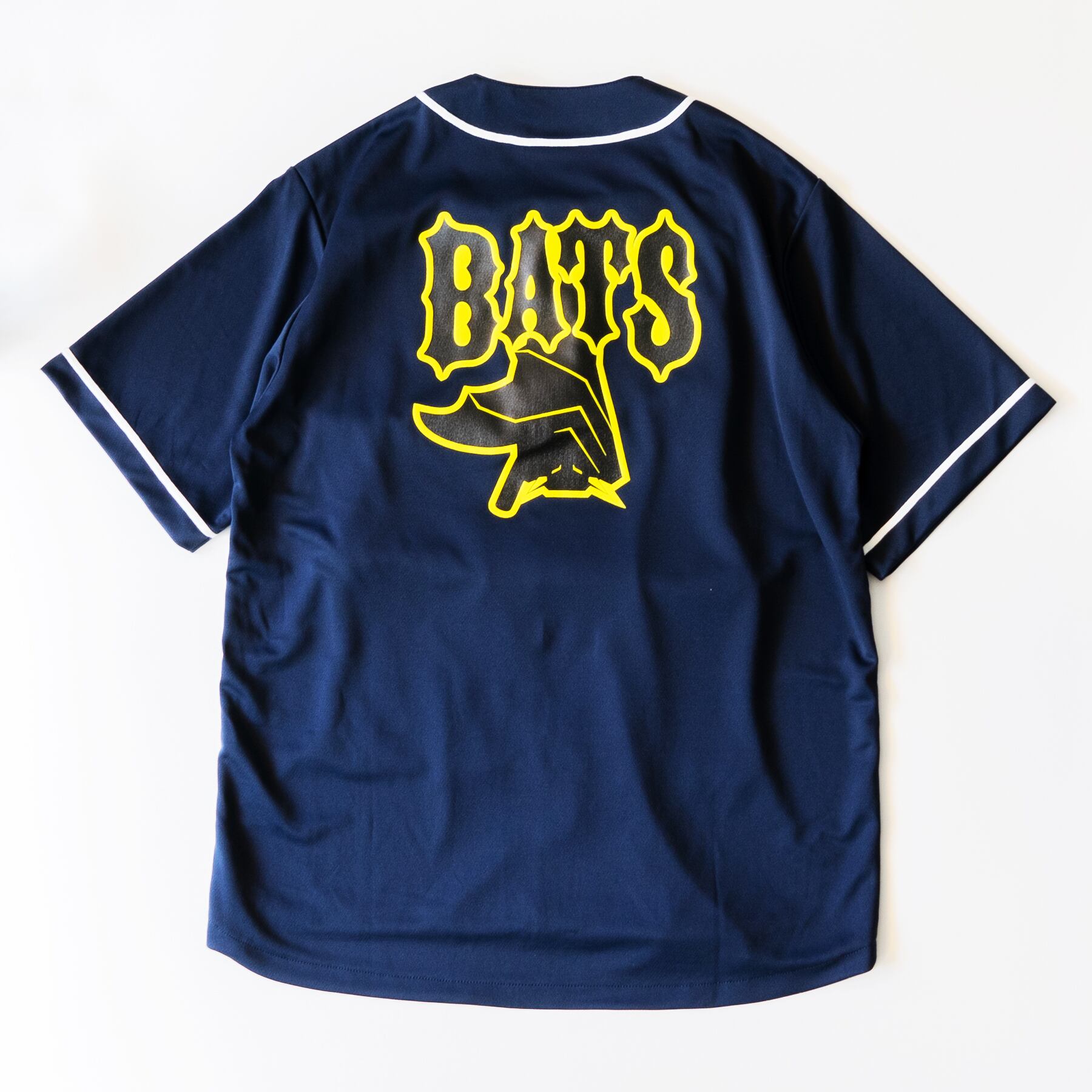 ETOWN XL ベースボールシャツ ネイビー 汗も素早く乾く】BATS _ ベースボールシャツ［ネイビー × ブラック