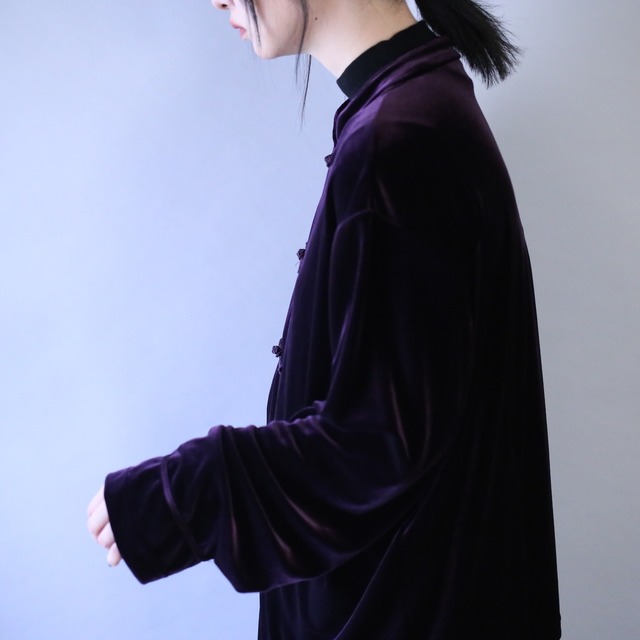 loose over silhouette violet china velours shirt