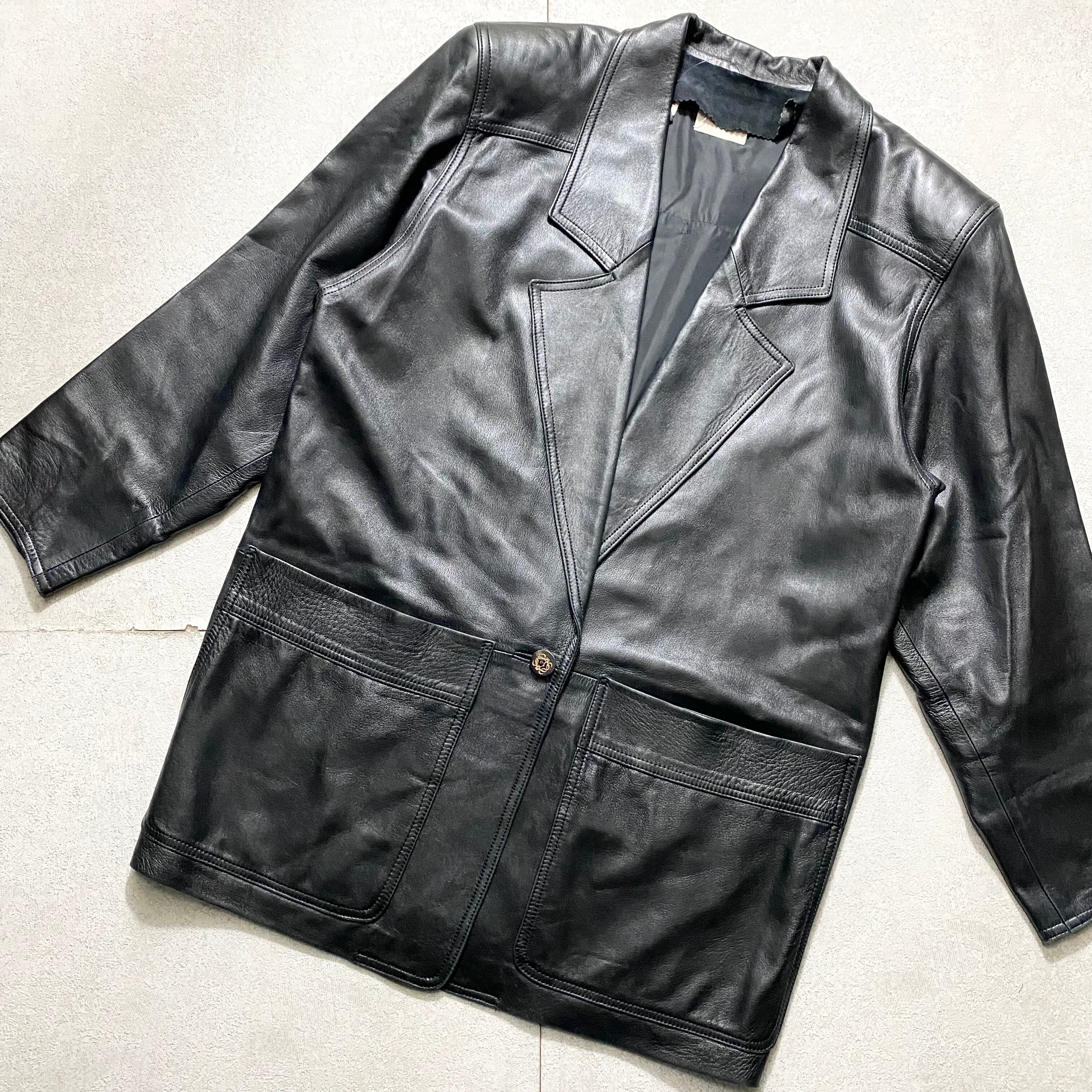 vintage LOEWE black leather tailored jacket | NOIR ONLINE