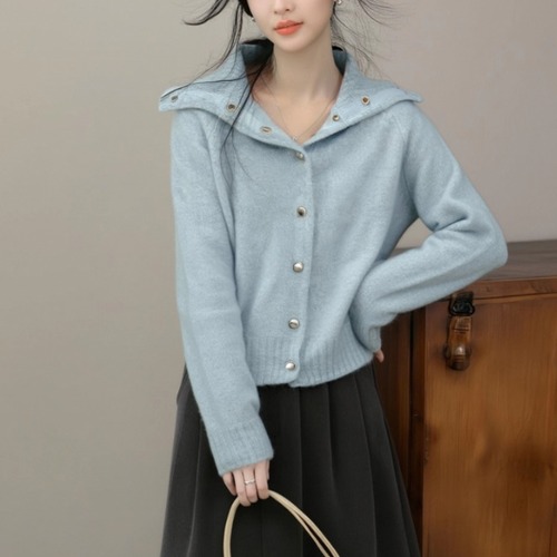 2way カラーニットカーディガン ・74557