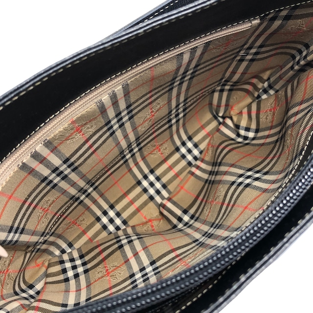 BURBERRY バーバリー ショルダーバッグ ブラック ロゴ レザー vintage ヴィンテージ オールド gua4zc