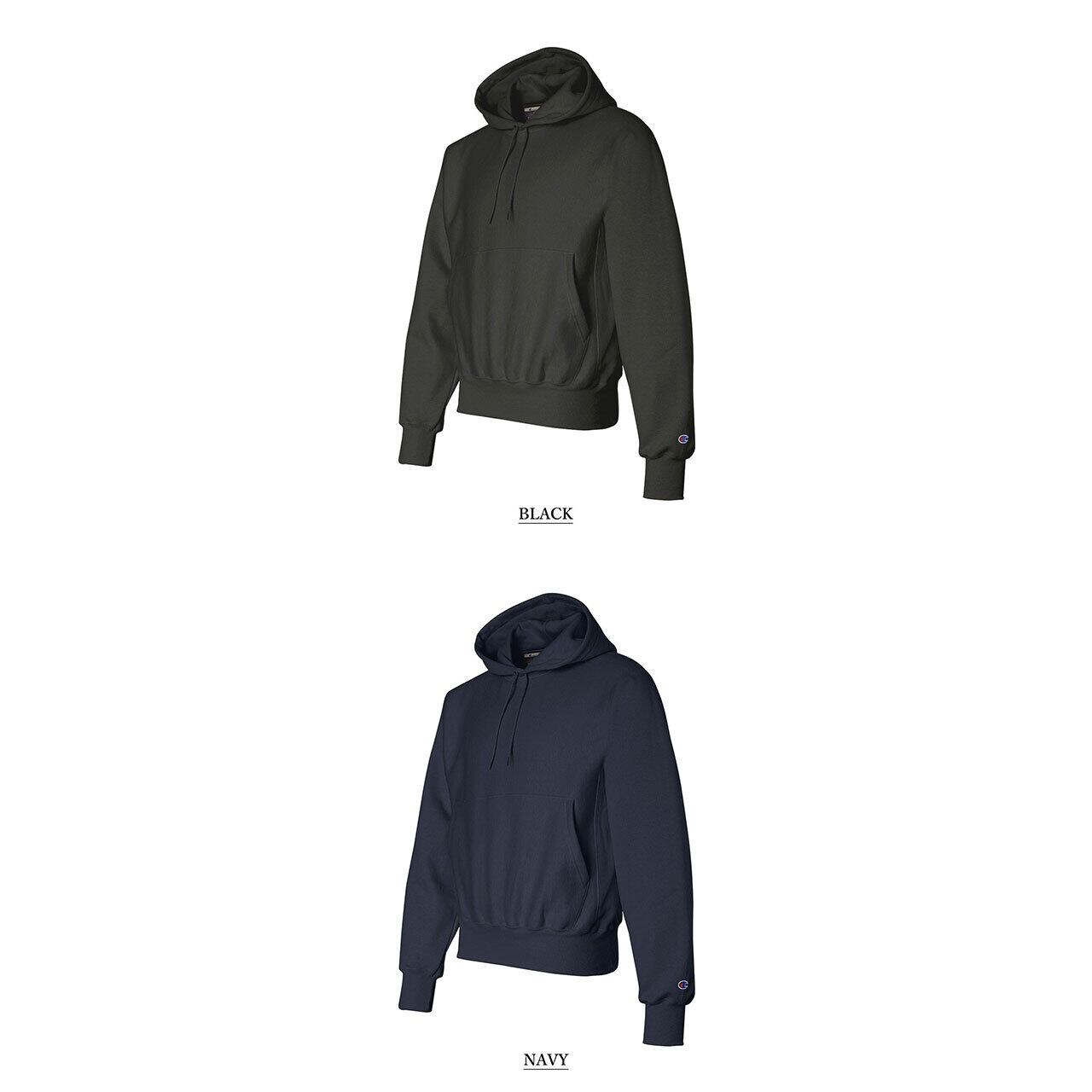 Champion (チャンピオン) Reverse Weave 12oz Pullover Hood USA 企画 チャンピオン リバースウィーブ パーカー シルバーグレー 黒 プルオーバーパーカー ヘビーウェイト かぶり us規格 裏起毛 袖 ロゴ アメリカ サイズ