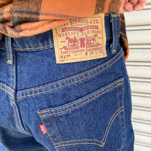 90s USA製　Levi's 517 フレアデニムパンツ　真紺　W34L30