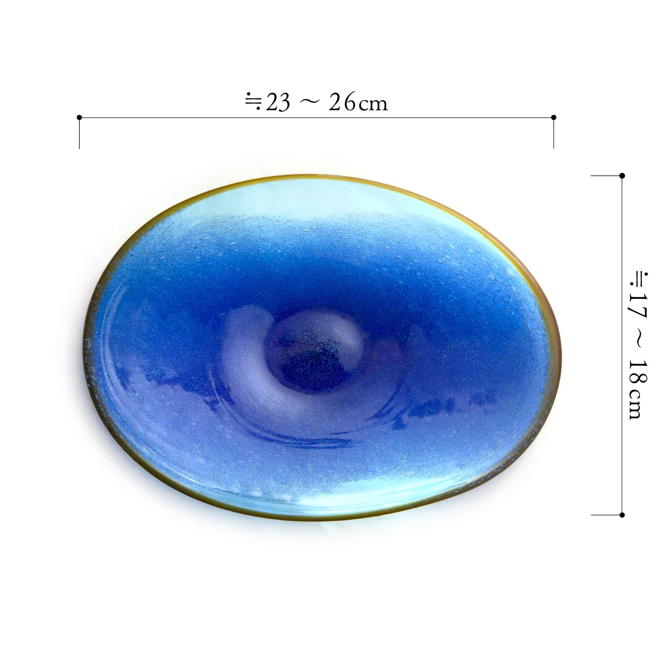 宙吹きガラス工房虹】口巻群青楕円皿 [琉球ガラス] | 【琉球ガラス】と
