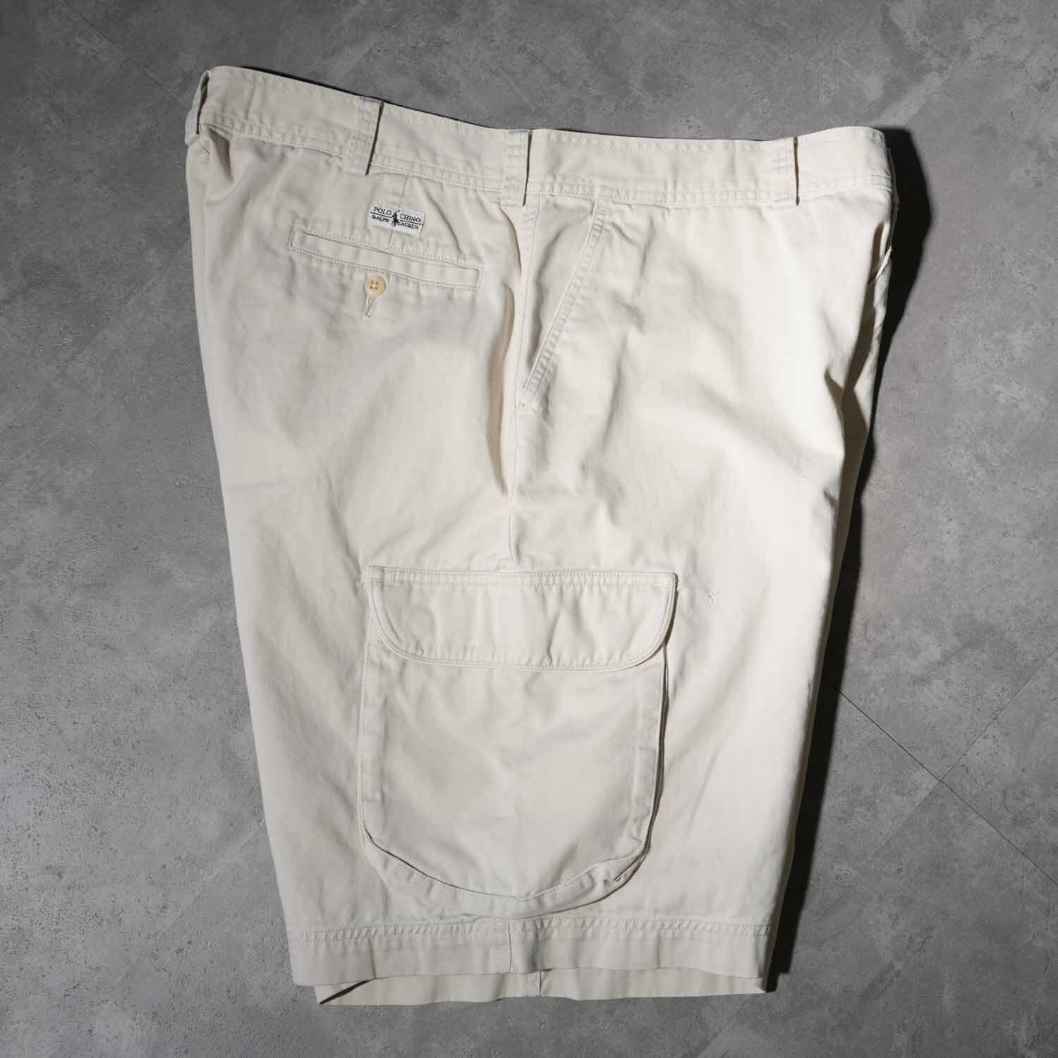 90s POLO Ralph Lauren Chino Cargo Shorts ivory 38 ポロ・ラルフ