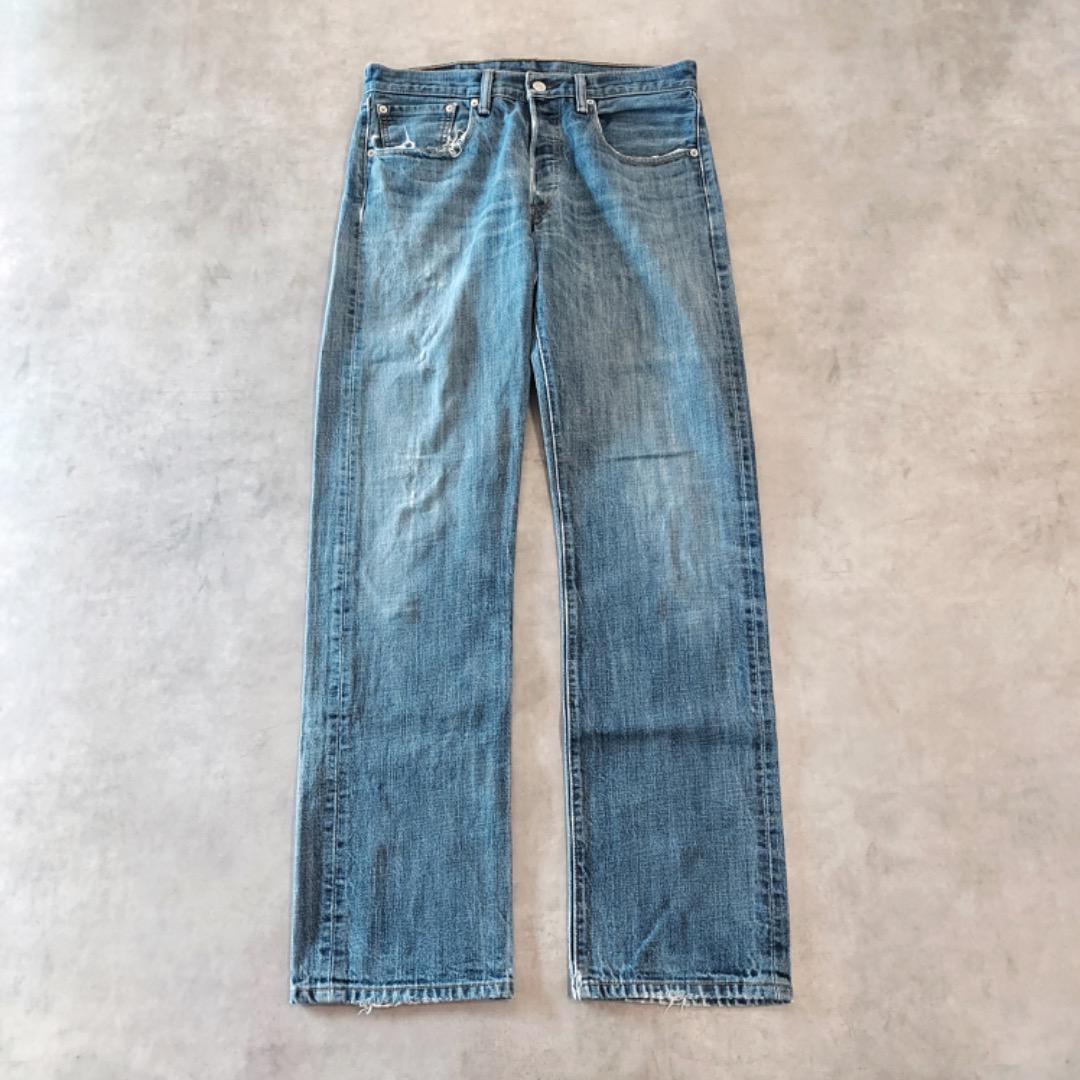 リーバイス501 Levis W33 ブルーデニム 青 ヒゲ 古着15994