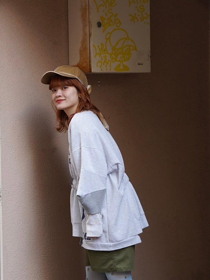 77circa ナナナナサーカ  バックスリットサーマル トップス ナナナナサーカ(77circa) MAKE WIDE CUTBACK SWEAT TOP / リメイク