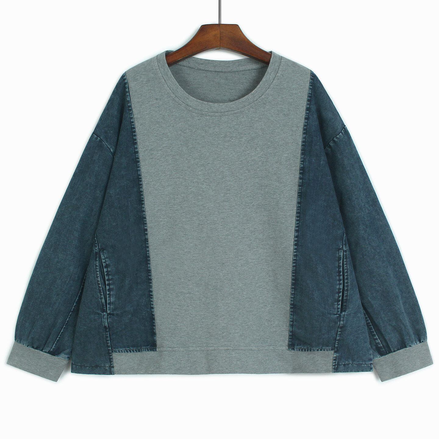 VINTAGE CONTRAST PANEL CREW NECK SWEATSHIRT M-18791