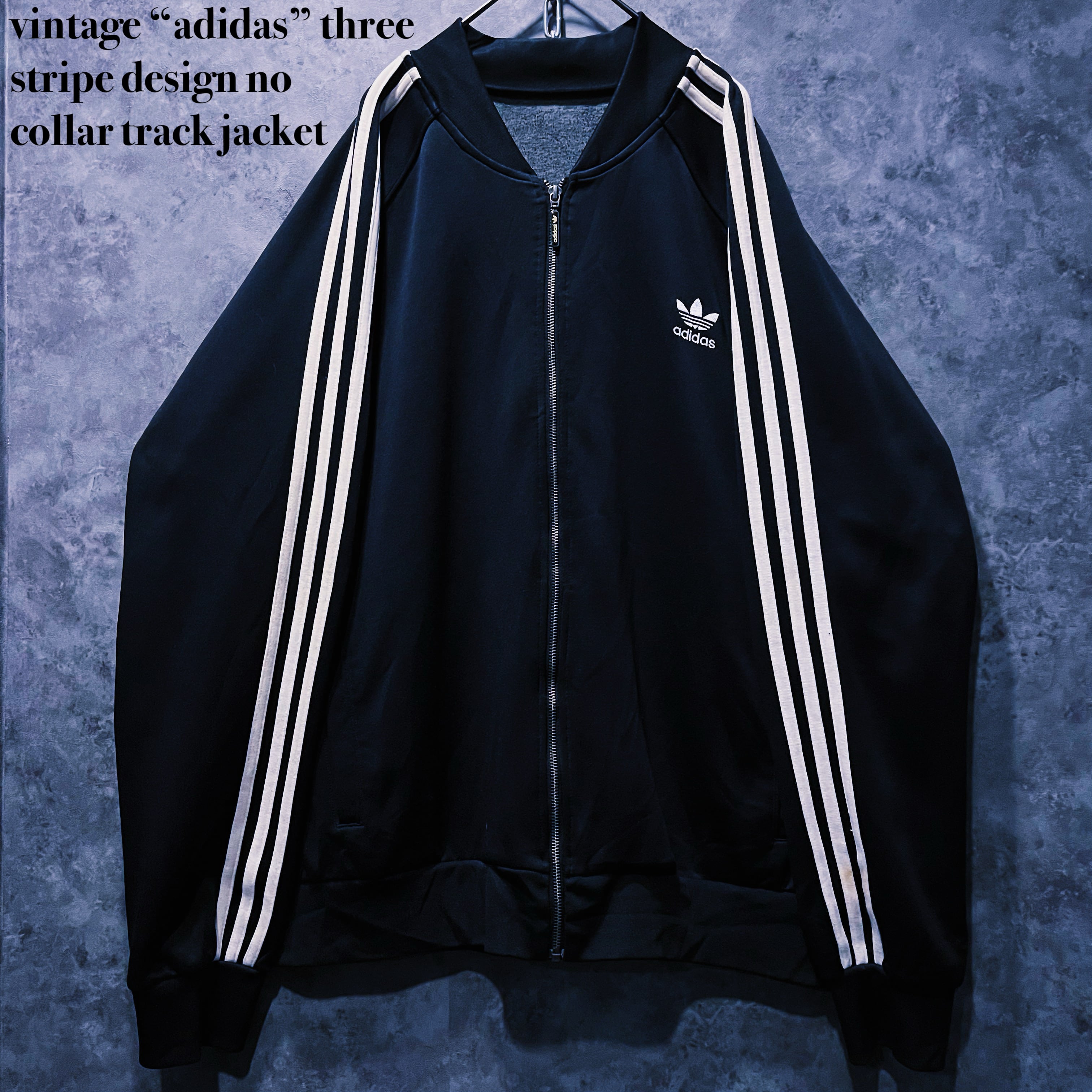 【doppio】vintage “adidas” three stripe design no collar track jacket