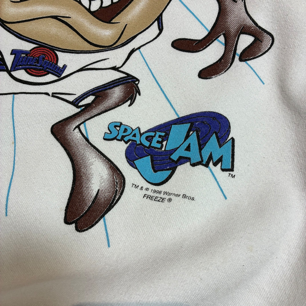 90s USA製　LOONEY TUNES×SPACE JAM キャラクタースウェット　Taz 白