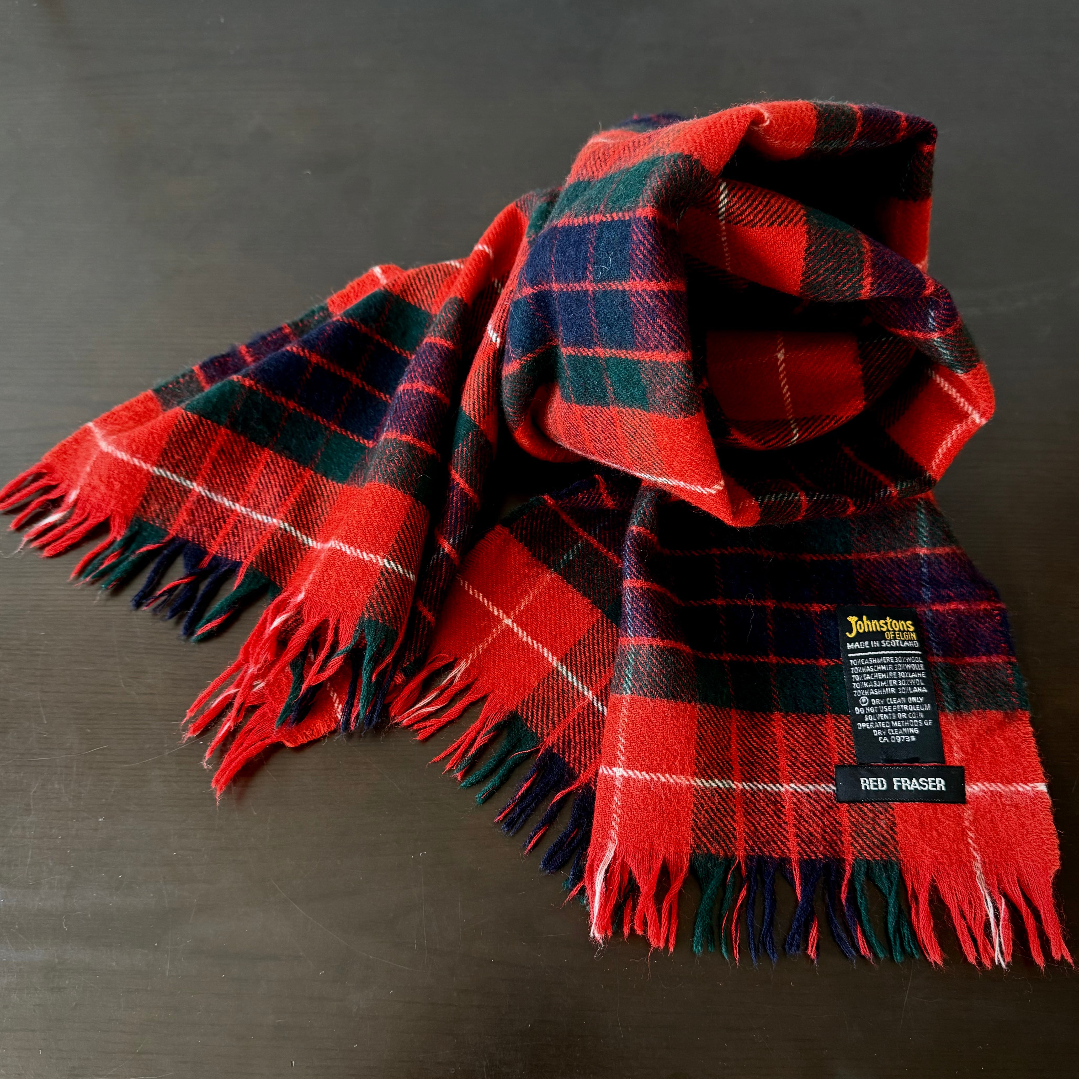 Johnstons of Elgin フレイザーレッド タータン カシミヤ×ウール
