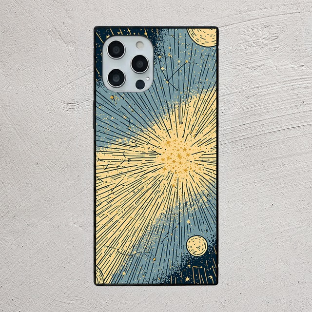 受注生産 iPhoneケース 黄金の放射太陽星図｜天体図風 STAR042A