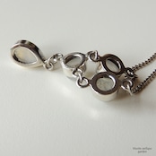 アンティークジュエリー シルバー925 天然ムーンストーン ラヴァリエネックレス(ソーティングメモ付)