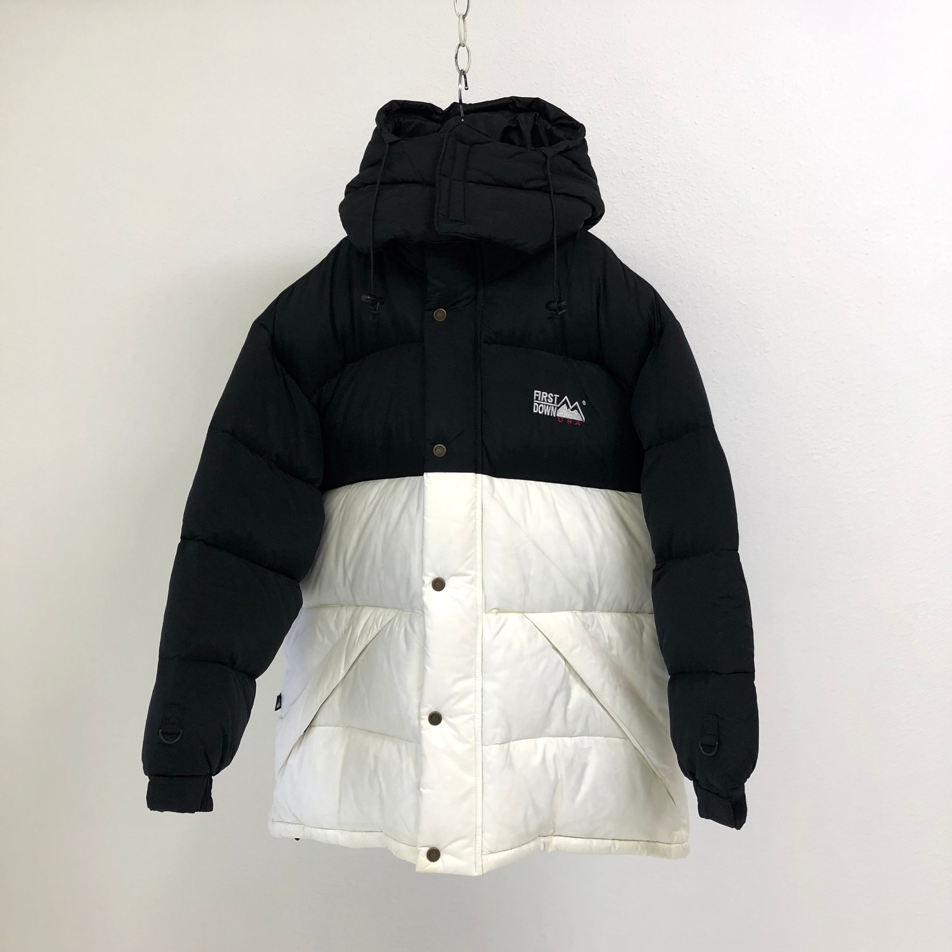 1990's FIRST DOWN 2tone down jacket ブラック×ホワイト 2トーン