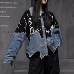 Patchwork Denim Baseball Jacket (ME496)