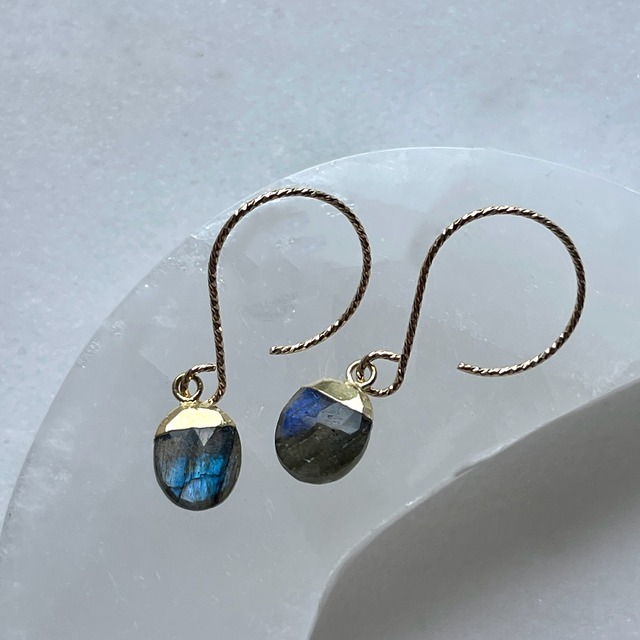 【超美石】ラブラドライト　ピアス　高級素材14ｋｇｆ仕様　1499