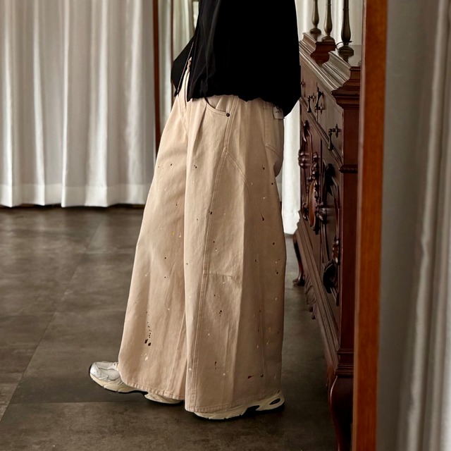 ★Paint Denim Pants (Beige)