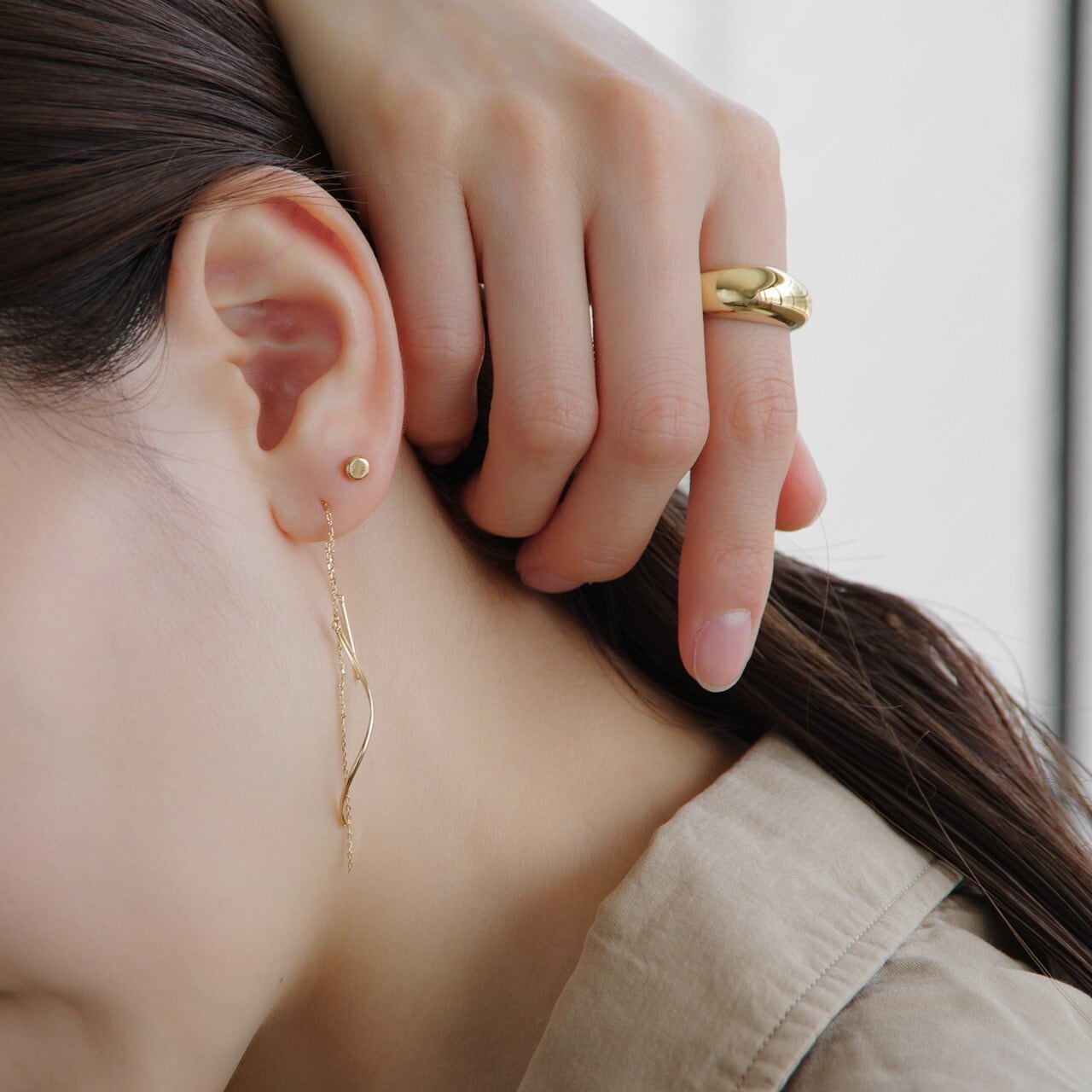 K18　ネックレス スタッドピアス ピアス k18 イエローゴールド 18k 18金 スタッドピアス ビーンズ