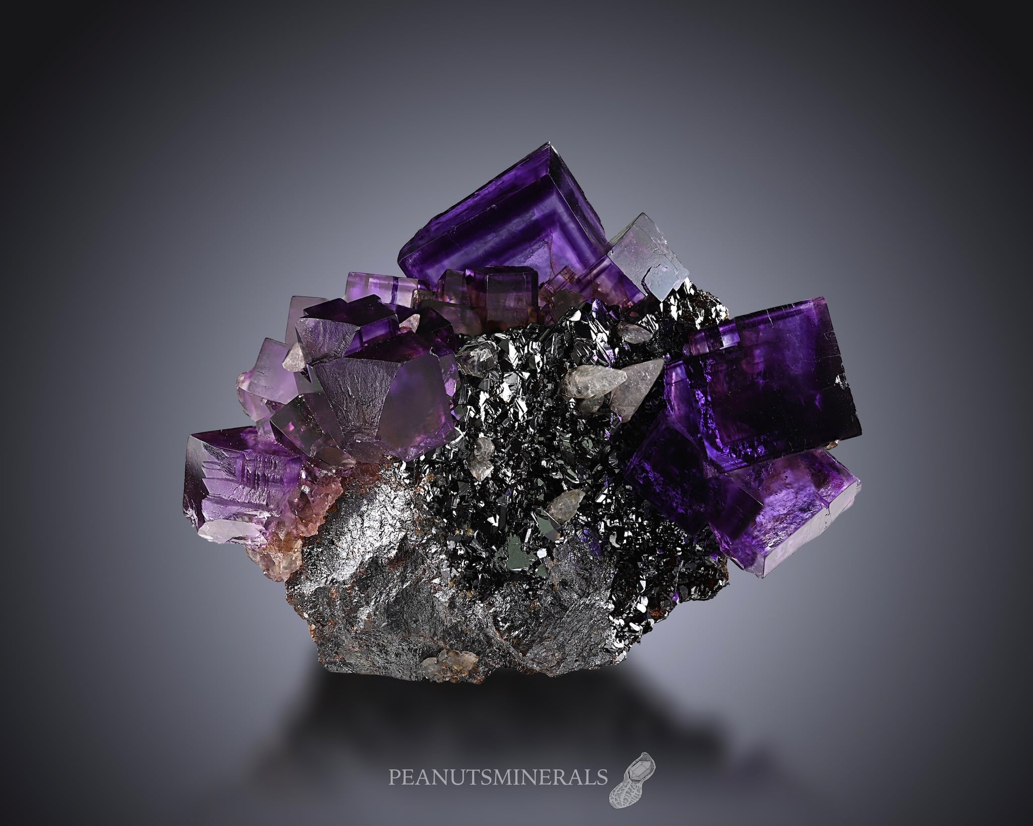 フローライト/スファレライト/カルサイト【Fluorite on Sphalerite 