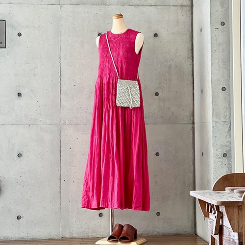 【ne Quittez pas】 COTTON VOILE SHIRRING SLEEVELESS DRESS