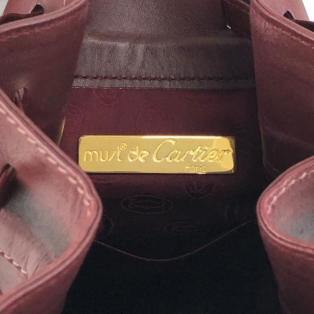 Cartier カルティエ マストライン ショルダーバッグ ボルドー ロゴ レザー 巾着 vintage ヴィンテージ オールド r3iyaj