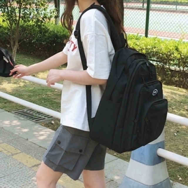 バックパック レディース リュック 春夏 秋冬 春 夏 秋 冬 黒 バッグ リュックサック かばん 部活 合宿 旅行 通学 大容量 学校バッグ 高校生 中学生 男の子 女の子 B4 ブラック ブルー カレッジコーデ カジュアル デイリー お出かけ K B0004