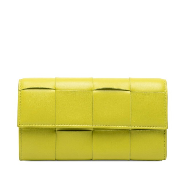 ボッテガヴェネタ マキシイントレチャート 長財布 グリーン レザー レディース BOTTEGAVENETA 【中古】