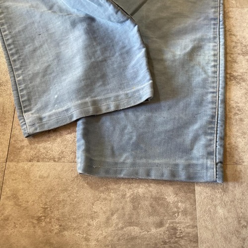 30-40s 針式シンチ フレンチワーク モールスキン ブルー パンツ W39 詳細写真8