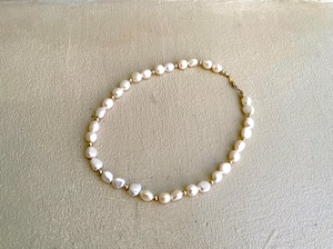 【14kgf】Pearl × Gold beads necklace