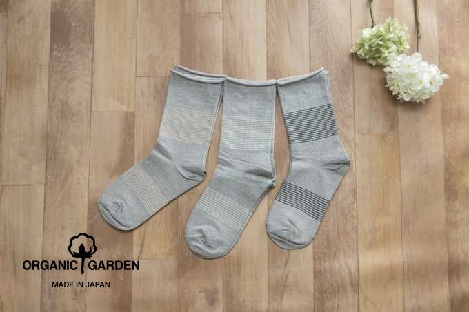 オーガニックガーデン ORGANIC GARDEN ソックス Or008 8206-22 靴下 レディース ボーダー柄 薄手 国産 日本製 オーガニックコットン プレゼント ギフト 生成 ピンク ブラック