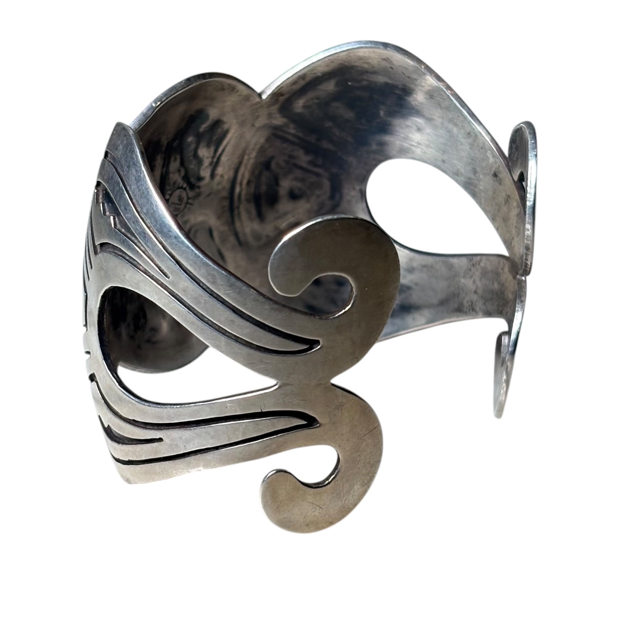 vintage Hopi Lewis Lomay silver overlay bangle | NOIR ONLINE