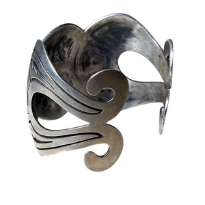 vintage Hopi Lewis Lomay silver overlay bangle