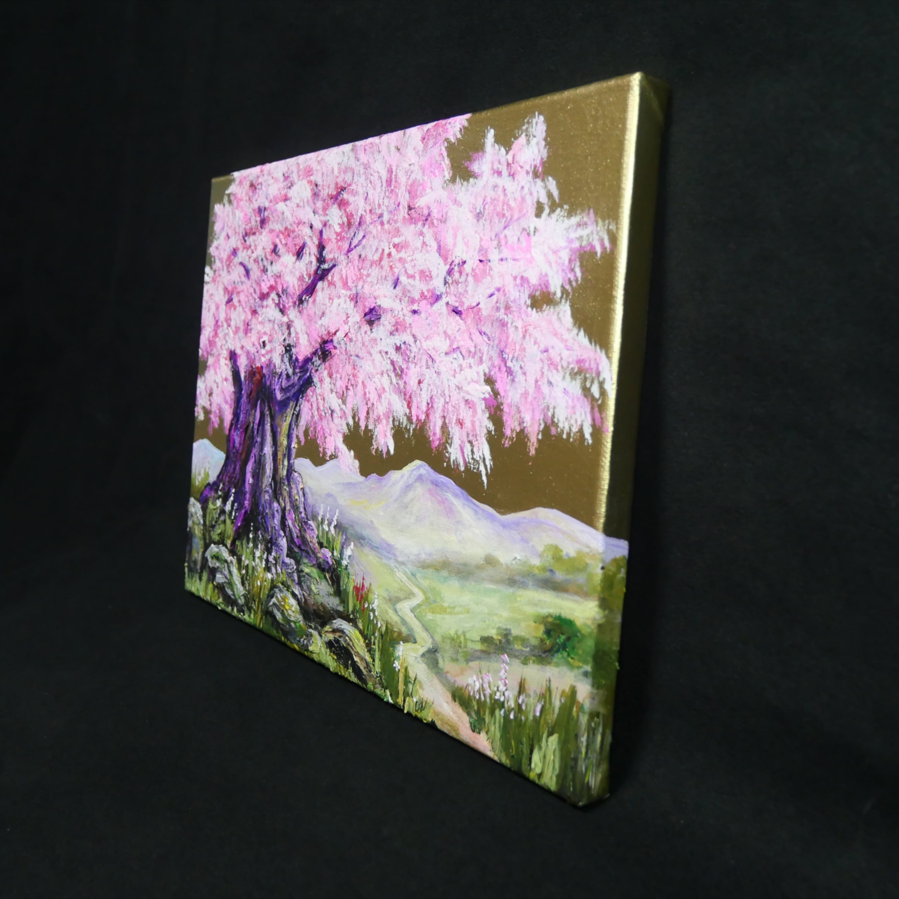 油絵 原画【千年の桜】春の風景画・桜の絵｜インテリア・絵画