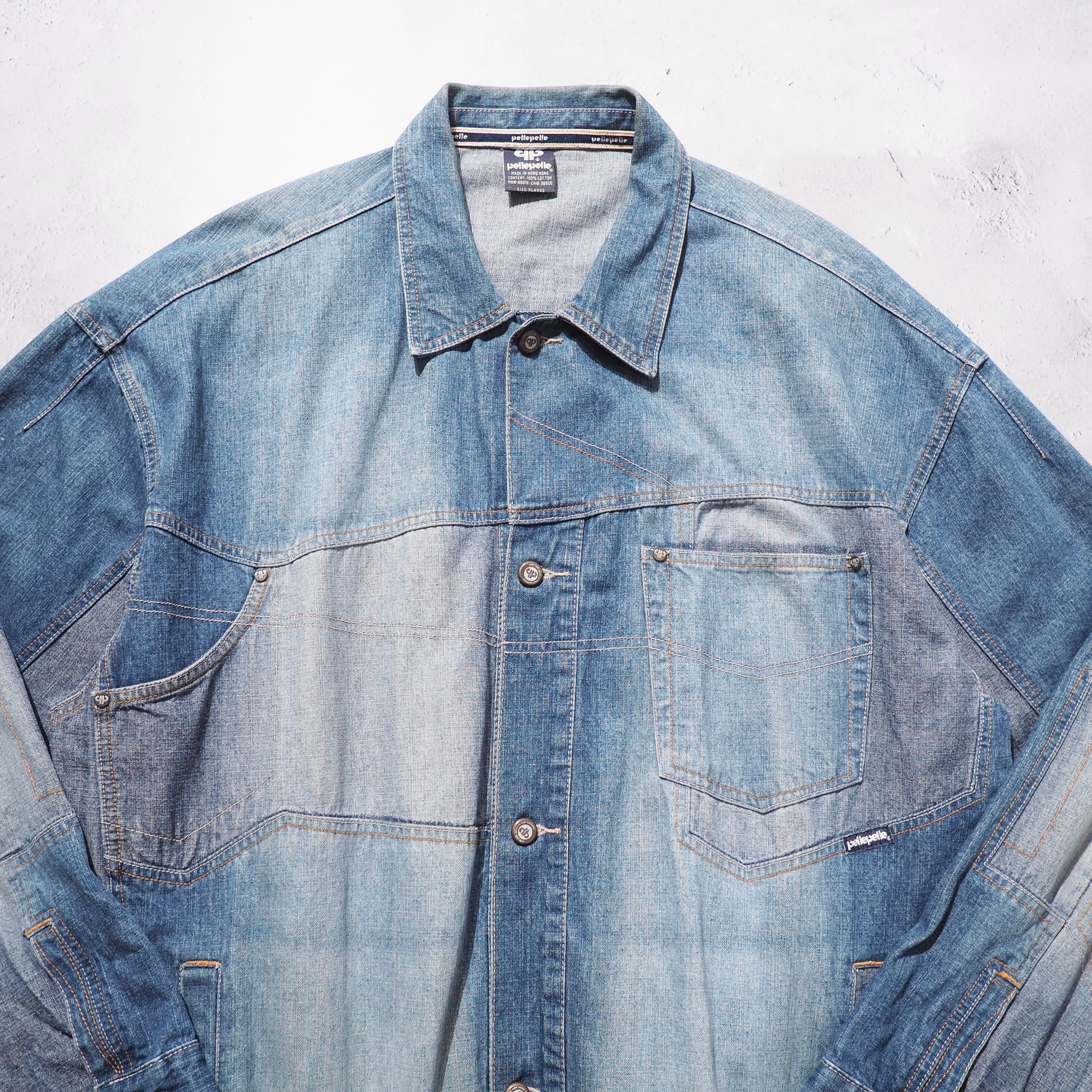 1990s " pellepelle " Special Rebuiling Over silhouette vintage Denim jacket