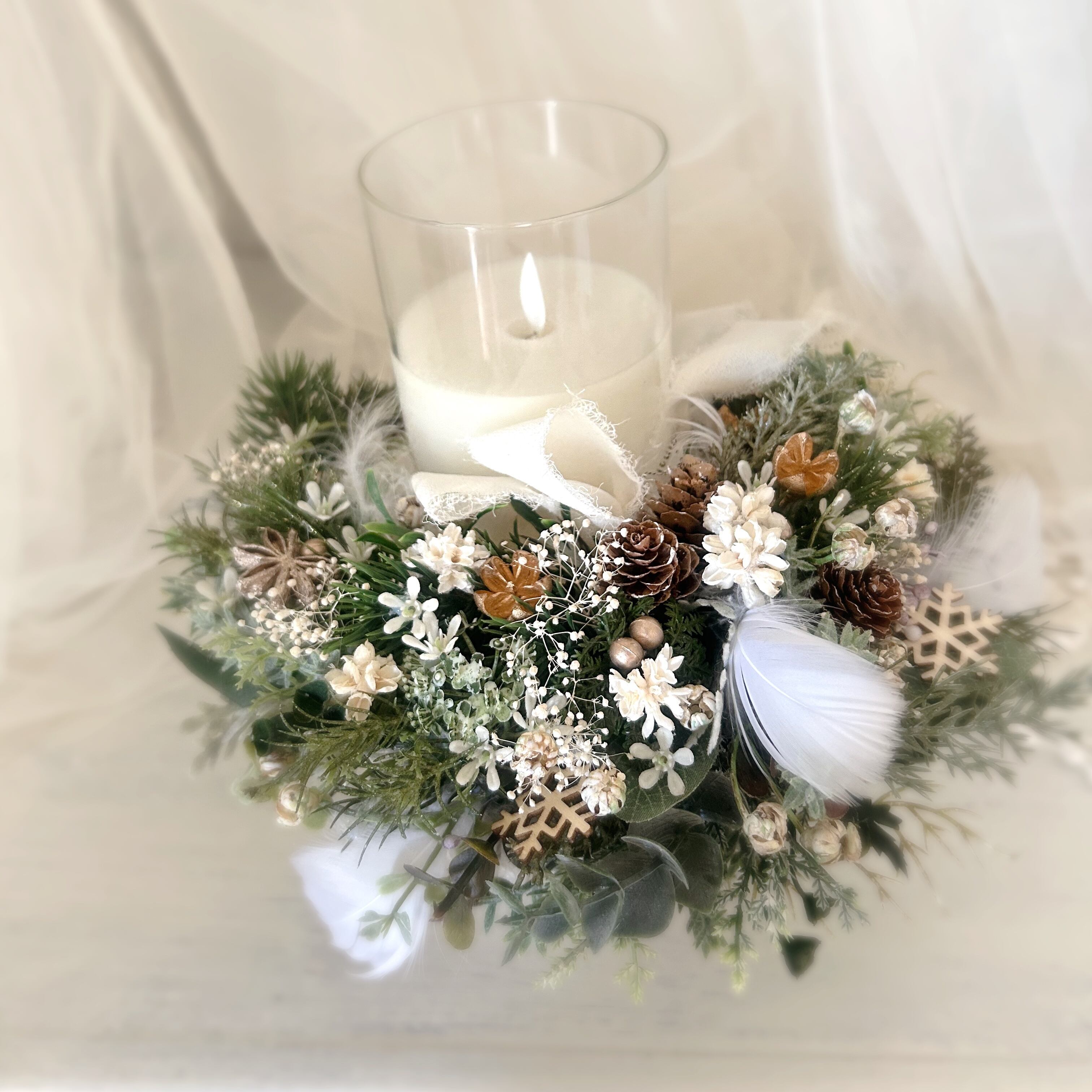 グリーンクリスマスクレセントリース/クリスマス/クリスマスリース