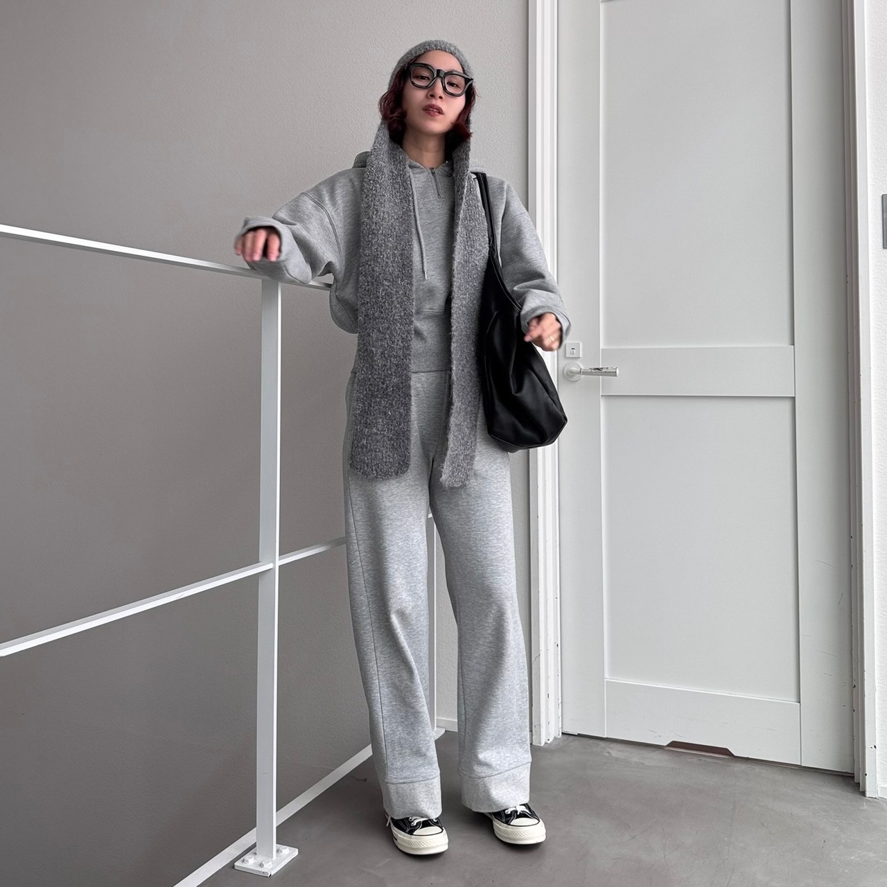 ロングフラップニットcap/ライトグレー