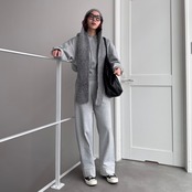 ロングフラップニットcap/ライトグレー