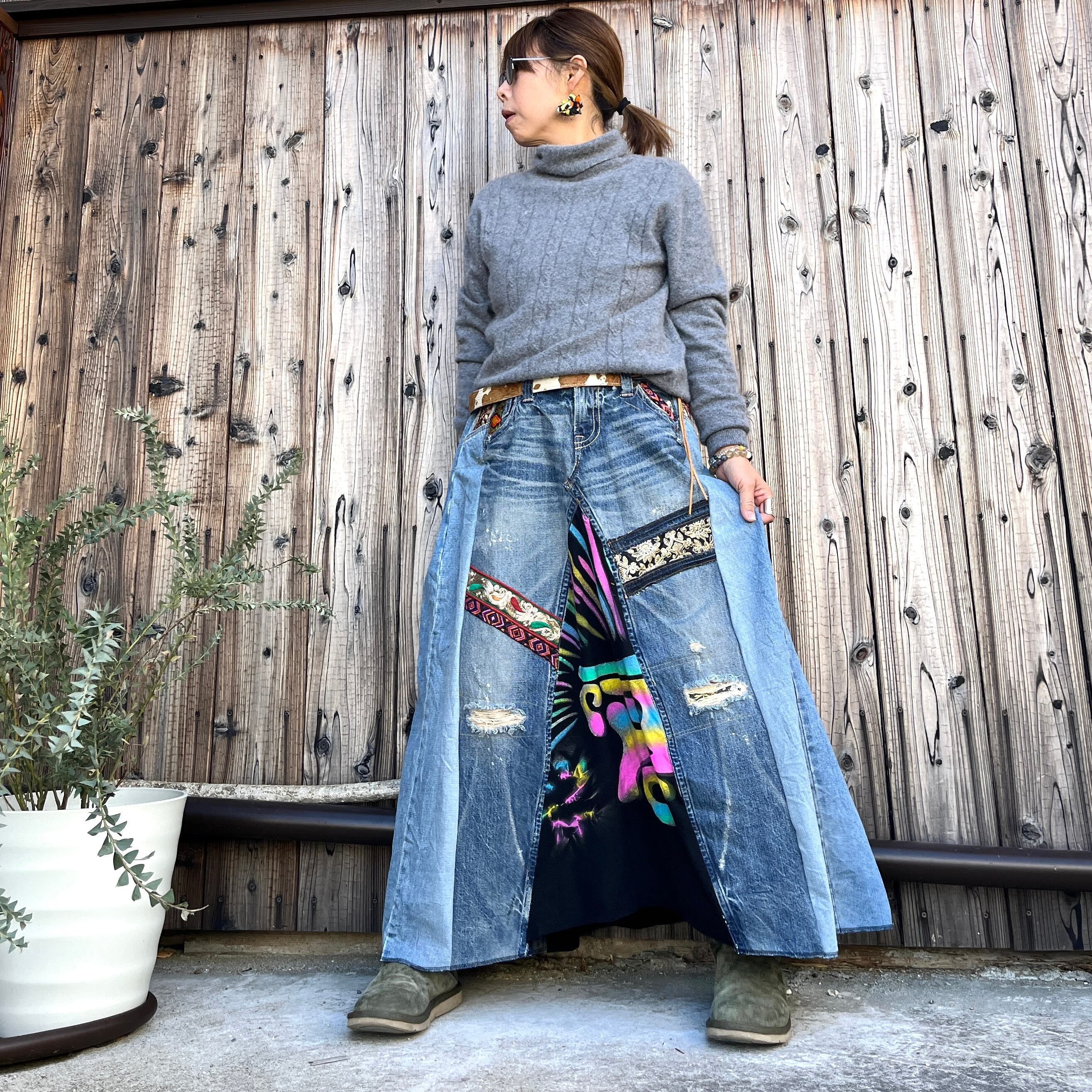 ゆったりリメイクデニムスカート | アジアン雑貨ルチュ 