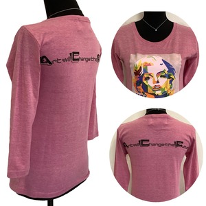 Vivid woman ( 鮮やかな女性 ) 七分袖Tシャツ ヘザーピンク