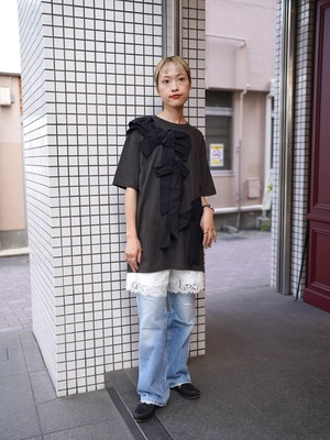 MAISON SPECIAL(メゾンスペシャル)"Twisted Ribbon Oversize T-shirt【Charcoal Gray】"