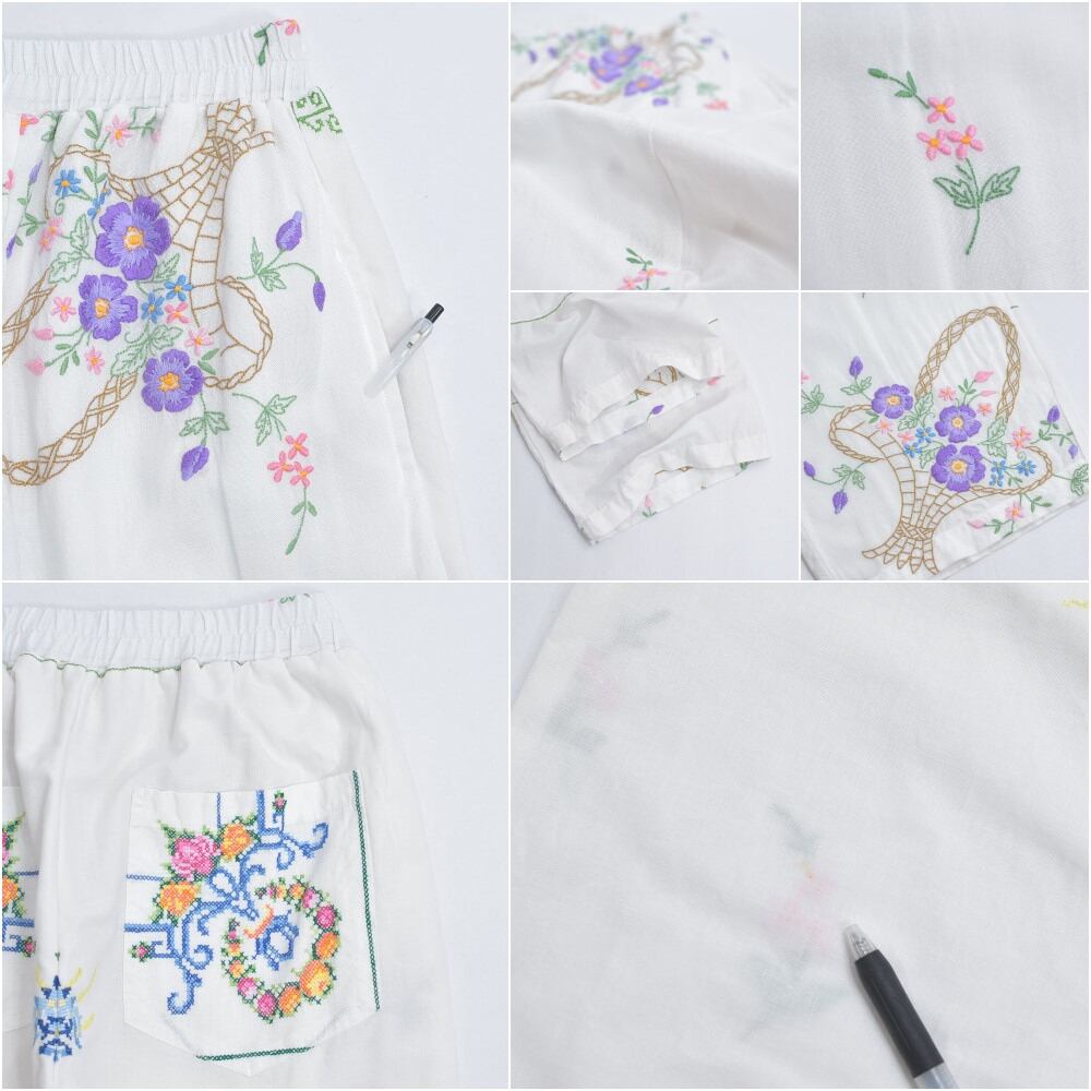 Remakeリメイク 再構築 パッチワーク&フラワー刺繍 デザイン ルーズ