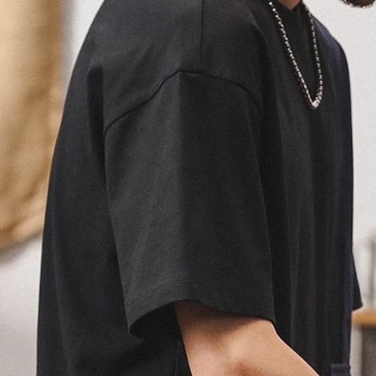 Bicolor Switch Design Short Sleeve Crew Neck T-Shirt ◇H0565