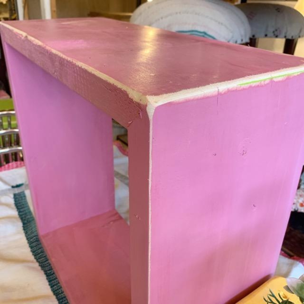 TOPANGA Furniture　カラフルウッドボックス　ラウンドLサイズ/ピンク