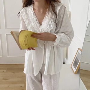 “予約商品” Lace cotton romantic pajamas〈romantic white〉