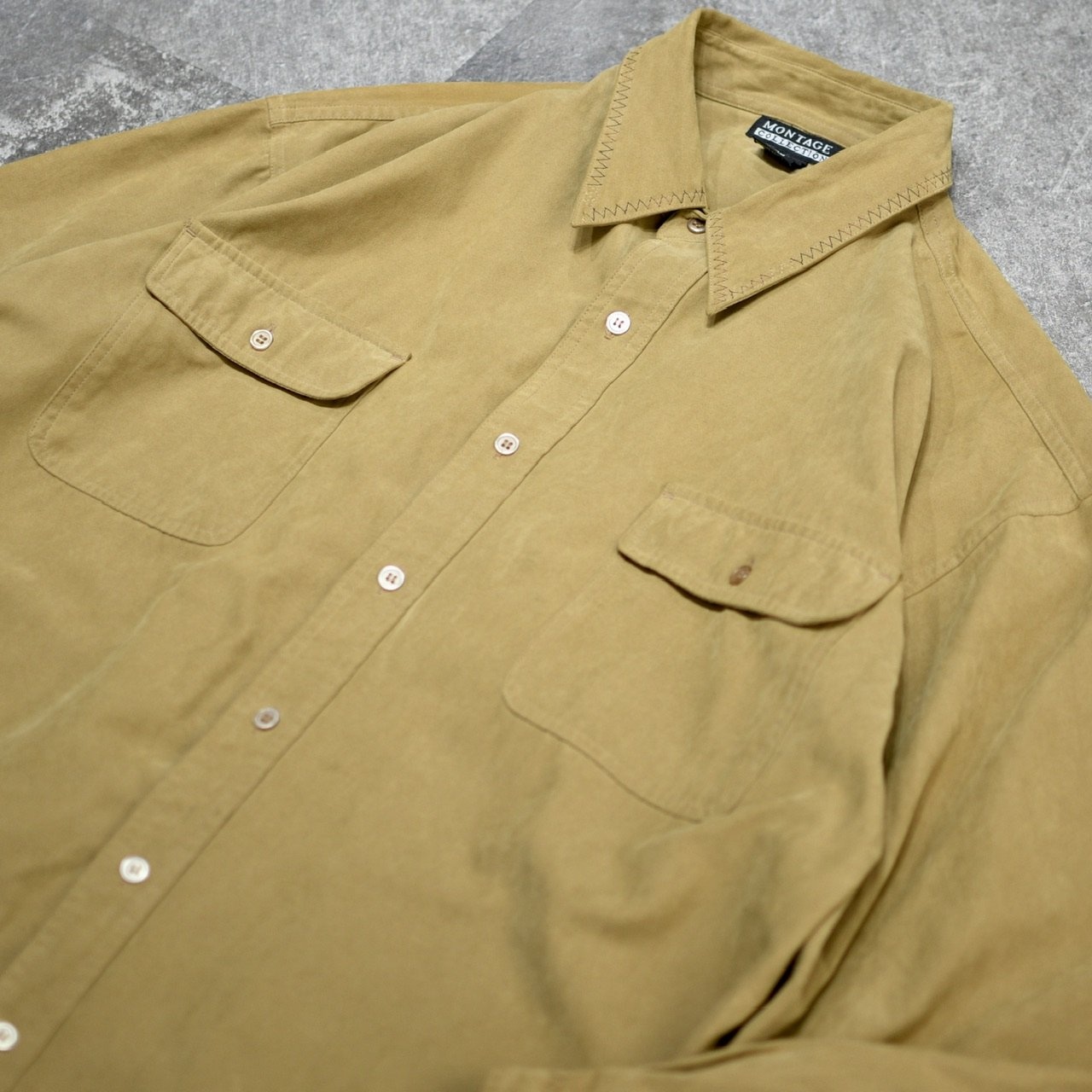 custom gradation stitch fake suede shirt