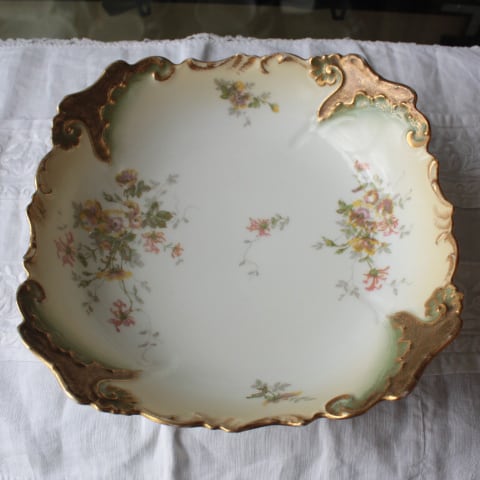 フランス リモージュ G.D.&Cie 金彩アールヌーヴォ スクエアフラワー