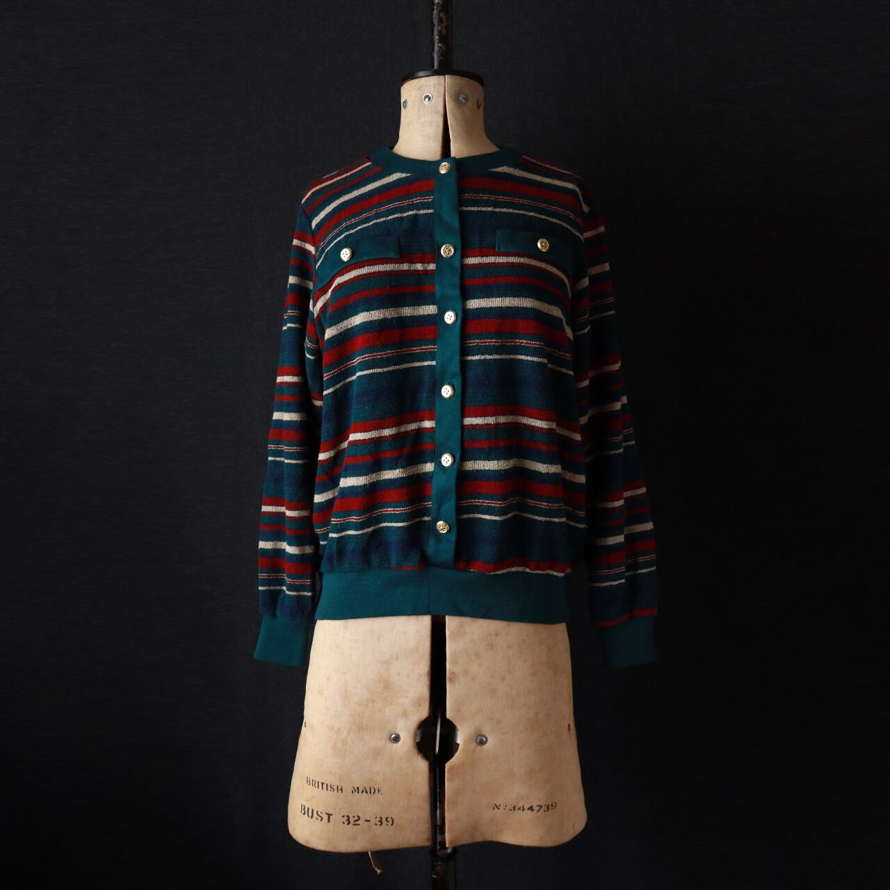 80's vintage alfred dunner striped cardigan / ストライプ柄ニットカーディガン