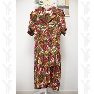 Polyester Whole Pattern One Piece Red