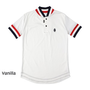 Men Collarless Polo Shirt Vanilla&Blueberry