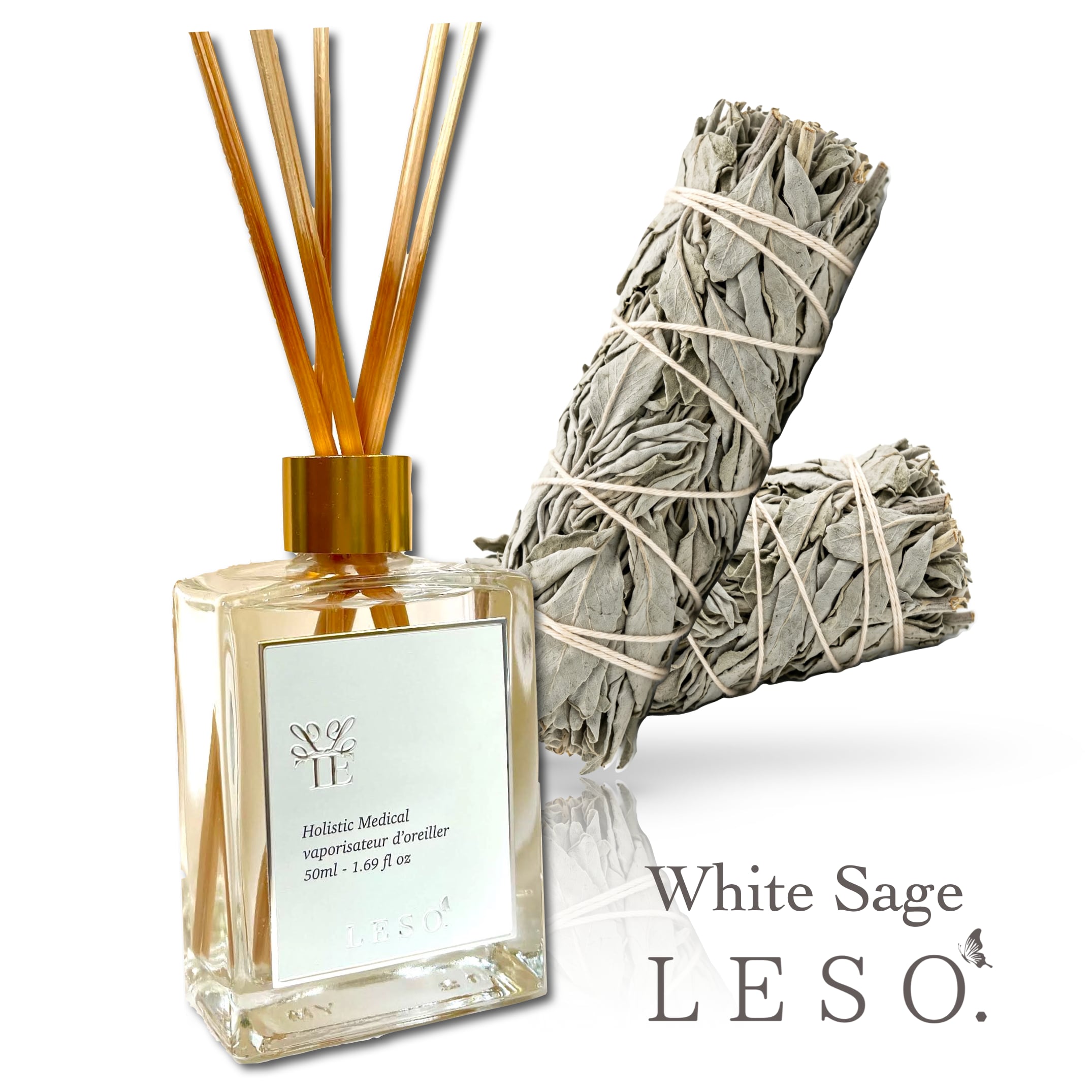 【 ホワイトセージ 】天然 リード ディフューザー 50ml 浄化 フレグランス ルーム 風運 運気 虫 魔除け 瞑想 ヨガ 空間 リラックス プレゼント